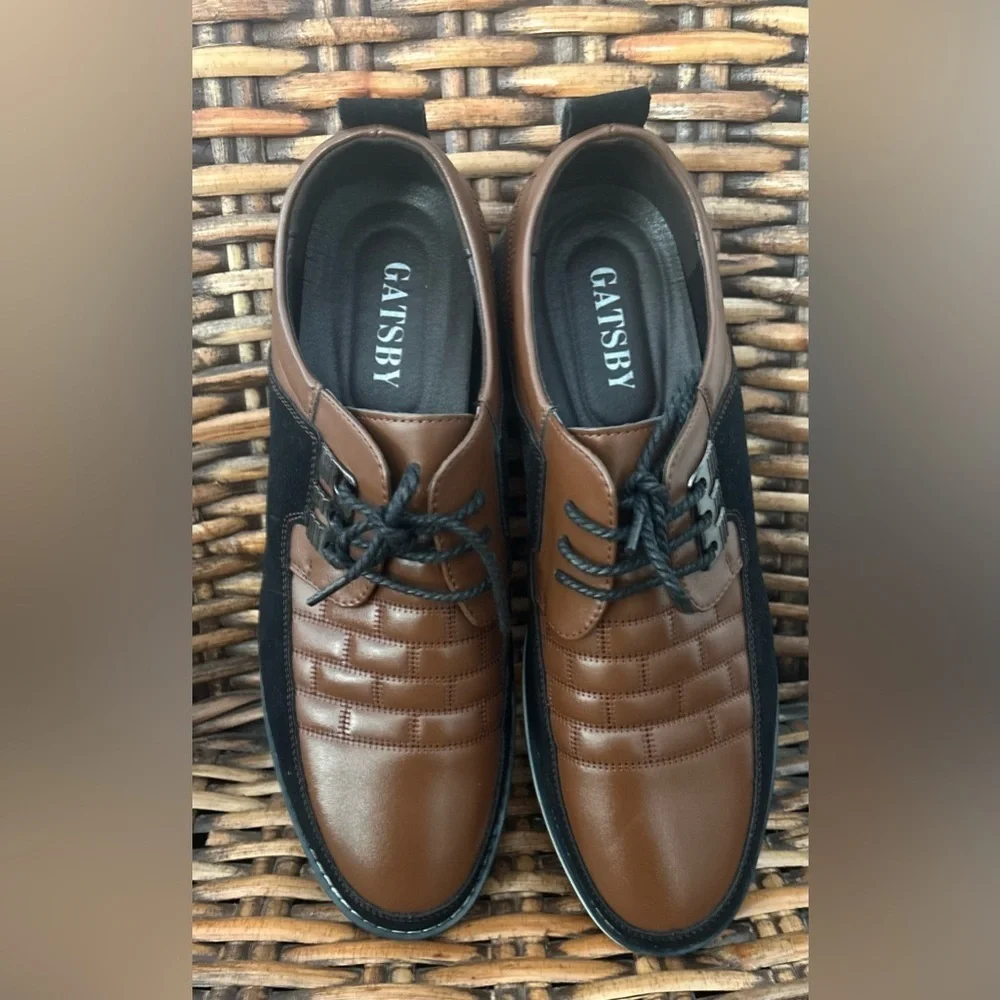 Gatsby Oxford Shoes Men's Size 49 US 14.5 Derby Orthopedic Comfort Brown Black